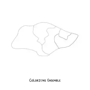 Image à colorier d'une carte politique de Singapour