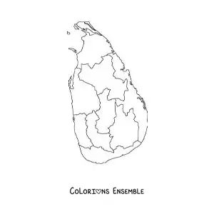 Image à colorier d'une carte politique du Sri Lanka