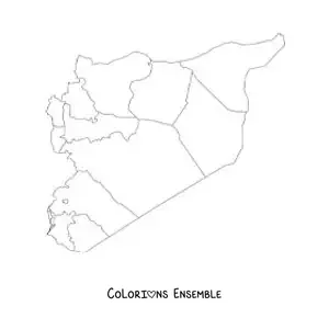 Image à colorier d'une carte politique de la Syrie