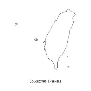 Image à colorier d'une carte politique de Taïwan