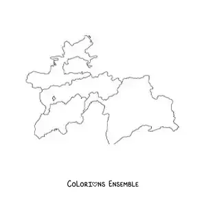 Image à colorier d'une carte politique du Tadjikistan