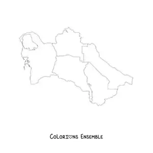 Image à colorier d'une carte politique du Turkménistan