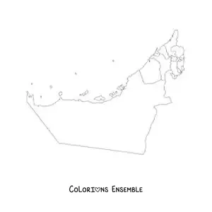 Image à colorier d'une carte politique des Émirats arabes unis