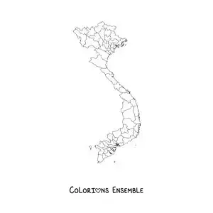Image à colorier d'une carte politique du Vietnam