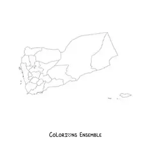 Image à colorier d'une carte politique du Yémen