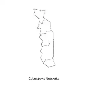 Image à colorier d'une carte politique du Togo