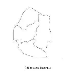 Image à colorier d'une carte politique de l'Eswatini