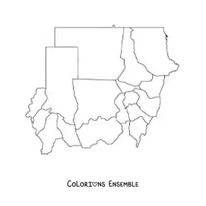 Image à colorier d'une carte politique du Soudan