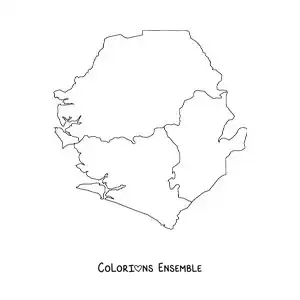 Image à colorier d'une carte politique de la Sierra Leone