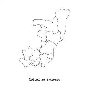 Image à colorier d'une carte politique du Congo