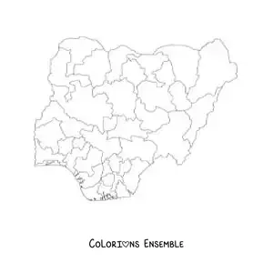 Image à colorier d'une carte politique du Nigeria