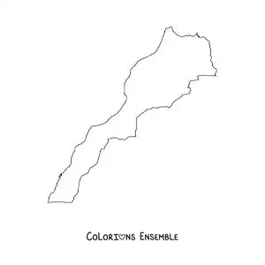 Image à colorier d'une carte politique du Maroc