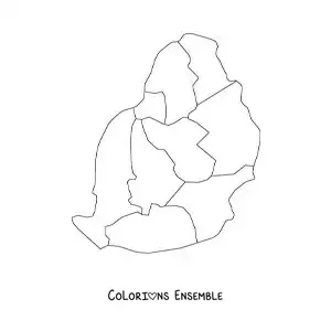 Image à colorier d'une carte politique de Maurice