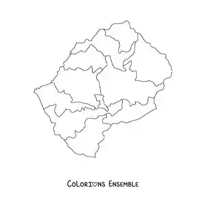 Image à colorier d'une carte politique du Lesotho