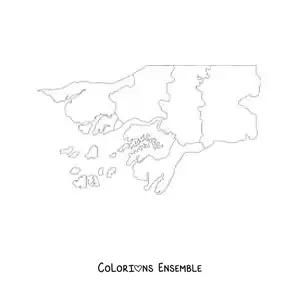 Image à colorier d'une carte politique de la Guinée-Bissau