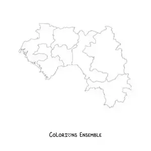 Image à colorier d'une carte politique de la Guinée