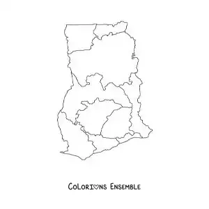 Image à colorier d'une carte politique du Ghana