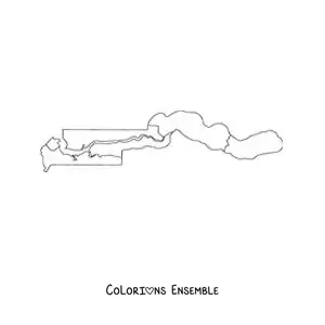 Image à colorier d'une carte politique de la Gambie