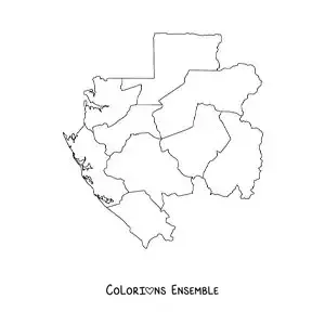 Image à colorier d'une carte politique du Gabon