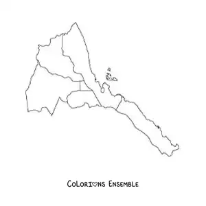Image à colorier d'une carte politique de l'Érythrée