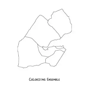Image à colorier d'une carte politique de Djibouti