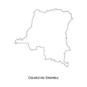 Image à colorier d'une carte politique de la République démocratique du Congo