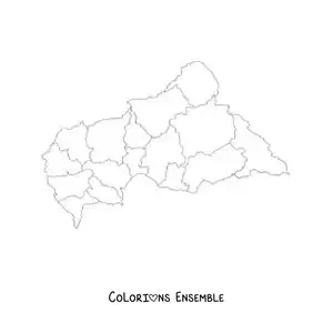 Image à colorier d'une carte politique de la République centrafricaine