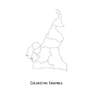 Image à colorier d'une carte politique du Cameroun