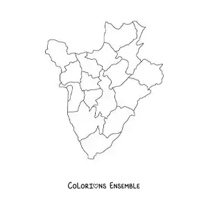 Image à colorier d'une carte politique du Burundi