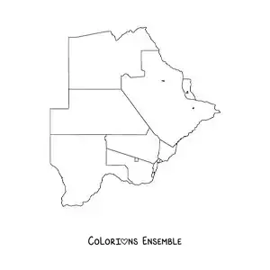 Image à colorier d'une carte politique du Botswana