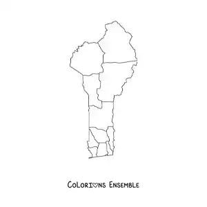 Image à colorier d'une carte politique du Bénin
