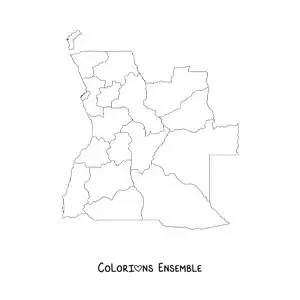 Image à colorier d'une carte politique de l'Angola