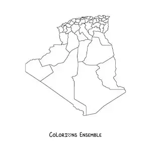 Image à colorier d'une carte politique de l'Algérie