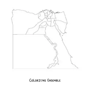 Image à colorier d'une carte politique de l'Égypte