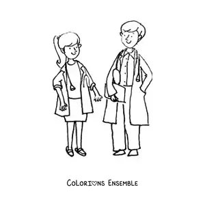 Image à colorier d’un couple de médecins