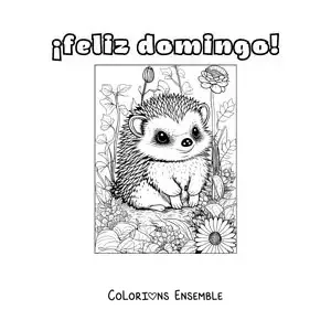 Image à colorier de bon dimanche avec un porc-épic adorable