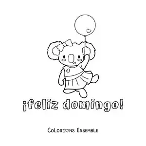 Image à colorier de bon dimanche avec un koala animé