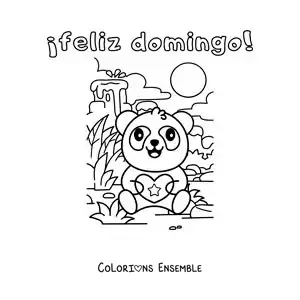 Image à colorier de bon dimanche avec un panda animé