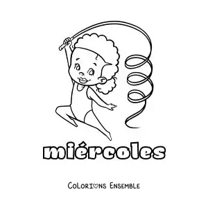Image à colorier du mercredi avec une fille qui fait de la gymnastique