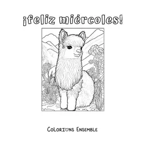 Image à colorier de bon mercredi avec un animal kawaii