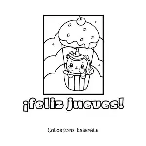 Image à colorier de bon jeudi avec une licorne animée adorable