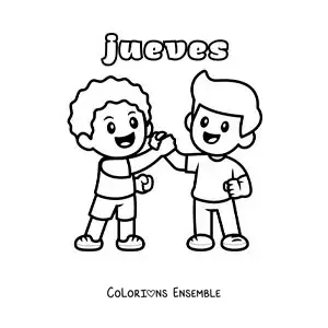 Image à colorier du jeudi avec deux amis heureux