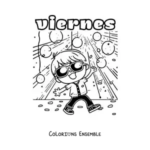 Image à colorier du vendredi avec un garçon qui danse à une fête