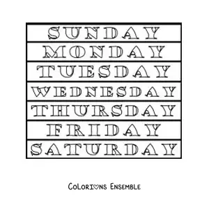 Image à colorier des jours de la semaine en anglais