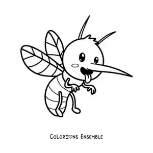 Image à colorier d'un moustique de la dengue animé