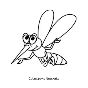 Image à colorier d'un moustique en dessin animé