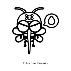 Image à colorier d’un moustique rigolo assoiffé de sang
