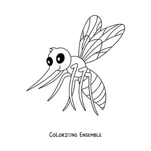 Image à colorier d’un moustique rigolo