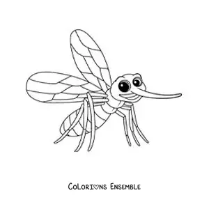 Image à colorier d’un Aedes aegypti rigolo