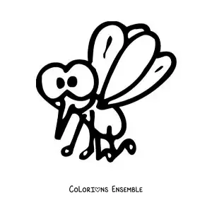 Image à colorier d’un moustique rigolo et facile